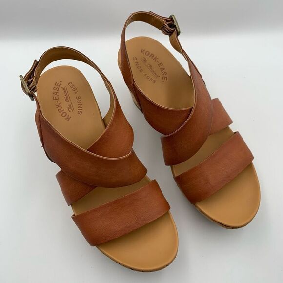 Kork-Ease Ashcroft Leather Wedge Sandal Etiope Brown Size 9 - Picture 2 of 12